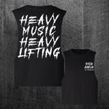 "HEAVY MUSIC" Women's Custom Cut Crop Muscle Tee