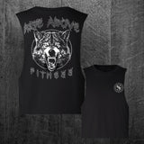 "BLACKMETAL WOLF" Women's Custom Cut Crop Muscle Tee