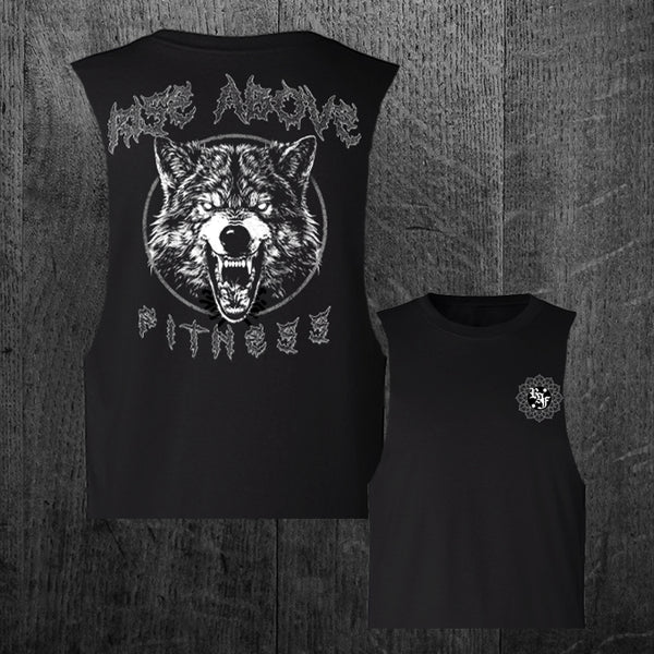 "BLACKMETAL WOLF" Women's Custom Cut Crop Muscle Tee