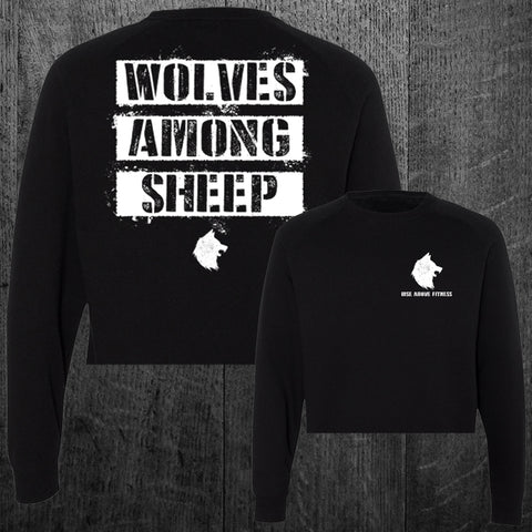 "WOLF PACK" Women's Custom Cut Crop Crewneck Sweatshirt