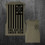 "ONE NATION UNDER IRON" Women's Custom Cut Crop Muscle Tee